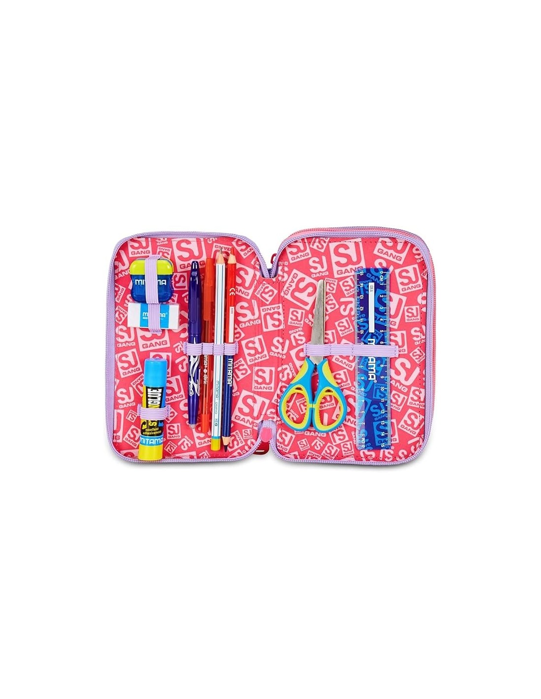 ASTUCCI: vendita online SJ Gang, Style Jam Gang, Astuccio Scuola 3 Zip, Cat&Air, Rosa, 12,5x20x7 cm in offerta