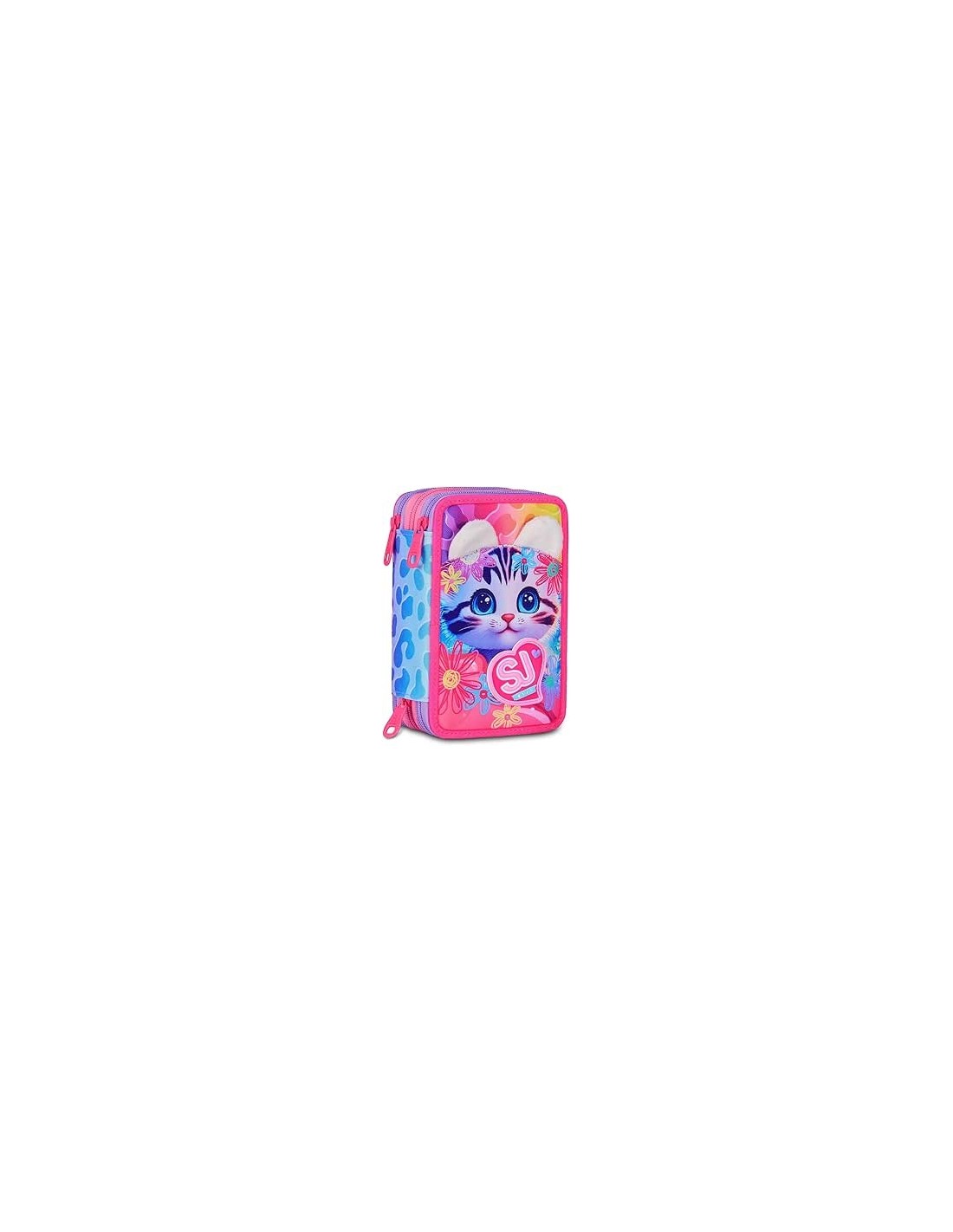 ASTUCCI: vendita online SJ Gang, Style Jam Gang, Astuccio Scuola 3 Zip, Cat&Air, Rosa, 12,5x20x7 cm in offerta