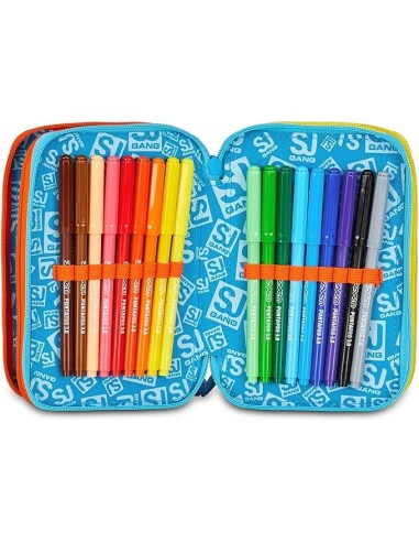 ASTUCCI: vendita online SJ Gang, Style Jam Gang, Astuccio Scuola 3 Zip, Dragon Glide, Blu, 12,5x20x7 cm in offerta
