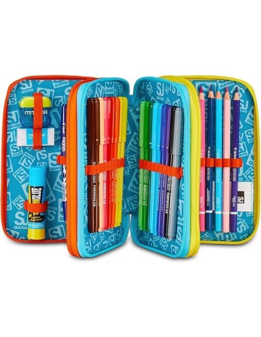 ASTUCCI: vendita online SJ Gang, Style Jam Gang, Astuccio Scuola 3 Zip, Dragon Glide, Blu, 12,5x20x7 cm in offerta