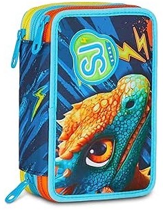 ASTUCCI: vendita online SJ Gang, Style Jam Gang, Astuccio Scuola 3 Zip, Dragon Glide, Blu, 12,5x20x7 cm in offerta
