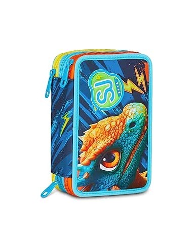 ASTUCCI: vendita online SJ Gang, Style Jam Gang, Astuccio Scuola 3 Zip, Dragon Glide, Blu, 12,5x20x7 cm in offerta