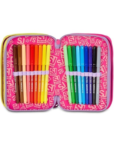 ASTUCCI: vendita online SJ Gang, Style Jam Gang, Astuccio Scuola 3 Zip, Fable Journey, Rosa, 12,5x20x7 cm in offerta