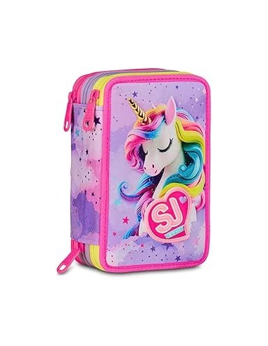 ASTUCCI: vendita online SJ Gang, Style Jam Gang, Astuccio Scuola 3 Zip, Fable Journey, Rosa, 12,5x20x7 cm in offerta