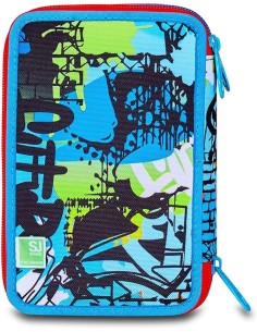 ASTUCCI: vendita online SJ Gang, Style Jam Gang, Astuccio Scuola 3 Zip, Blu, 12,5x20x7 cm in offerta