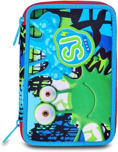 ASTUCCI: vendita online SJ Gang, Style Jam Gang, Astuccio Scuola 3 Zip, Blu, 12,5x20x7 cm in offerta