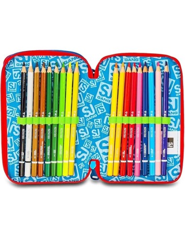 ASTUCCI: vendita online SJ Gang, Style Jam Gang, Astuccio Scuola 3 Zip, Blu, 12,5x20x7 cm in offerta