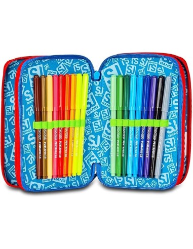 ASTUCCI: vendita online SJ Gang, Style Jam Gang, Astuccio Scuola 3 Zip, Blu, 12,5x20x7 cm in offerta
