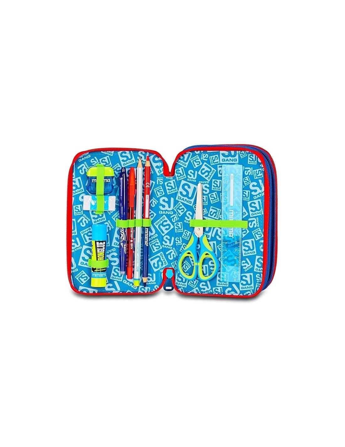 ASTUCCI: vendita online SJ Gang, Style Jam Gang, Astuccio Scuola 3 Zip, Blu, 12,5x20x7 cm in offerta
