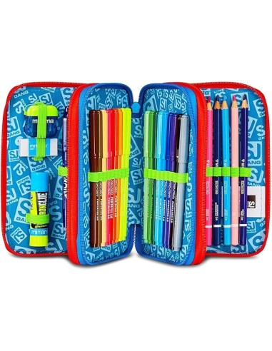 ASTUCCI: vendita online SJ Gang, Style Jam Gang, Astuccio Scuola 3 Zip, Blu, 12,5x20x7 cm in offerta