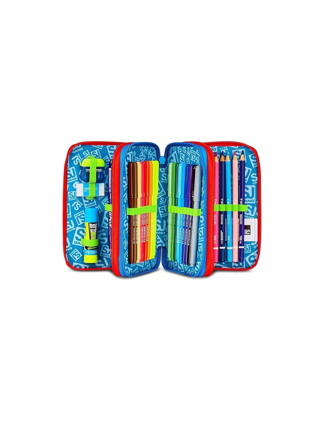 ASTUCCI: vendita online SJ Gang, Style Jam Gang, Astuccio Scuola 3 Zip, Blu, 12,5x20x7 cm in offerta