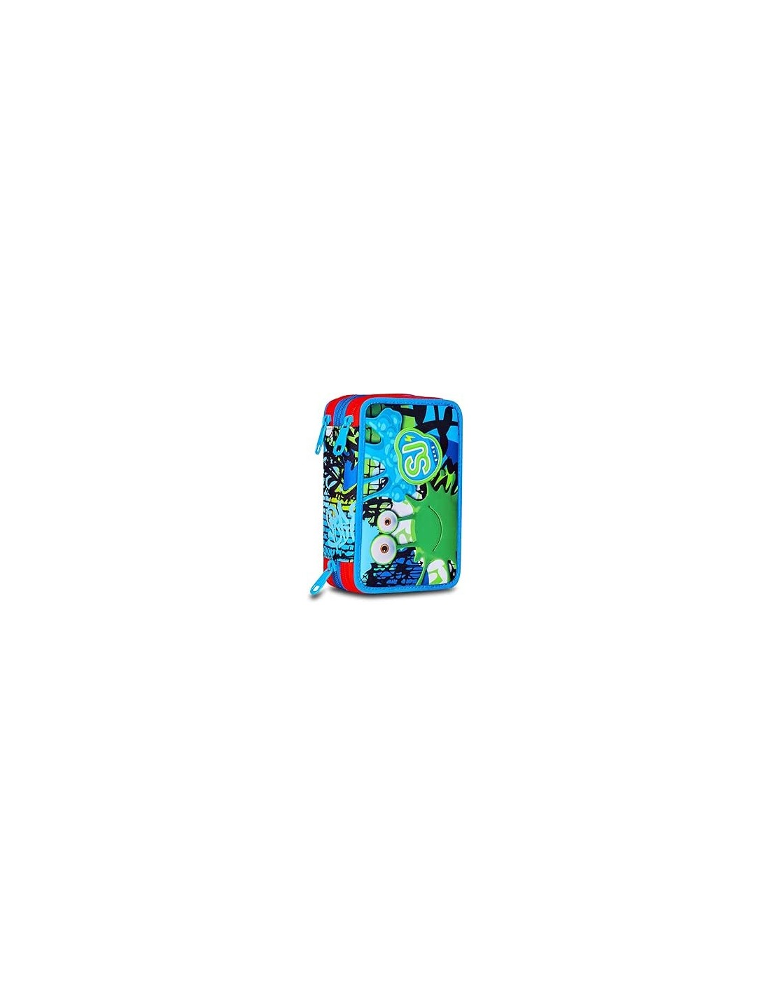 ASTUCCI: vendita online SJ Gang, Style Jam Gang, Astuccio Scuola 3 Zip, Blu, 12,5x20x7 cm in offerta