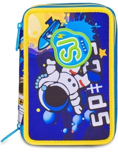 ASTUCCI: vendita online SJ Gang, Style Jam Gang, Astuccio Scuola 3 Zip, Blu, Giallo, 12,5x20x7 cm in offerta