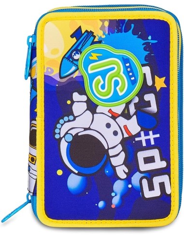 ASTUCCI: vendita online SJ Gang, Style Jam Gang, Astuccio Scuola 3 Zip, Blu, Giallo, 12,5x20x7 cm in offerta
