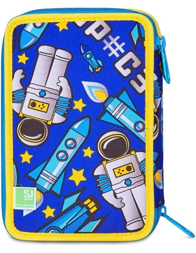 ASTUCCI: vendita online SJ Gang, Style Jam Gang, Astuccio Scuola 3 Zip, Blu, Giallo, 12,5x20x7 cm in offerta