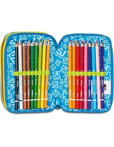 ASTUCCI: vendita online SJ Gang, Style Jam Gang, Astuccio Scuola 3 Zip, Blu, Giallo, 12,5x20x7 cm in offerta