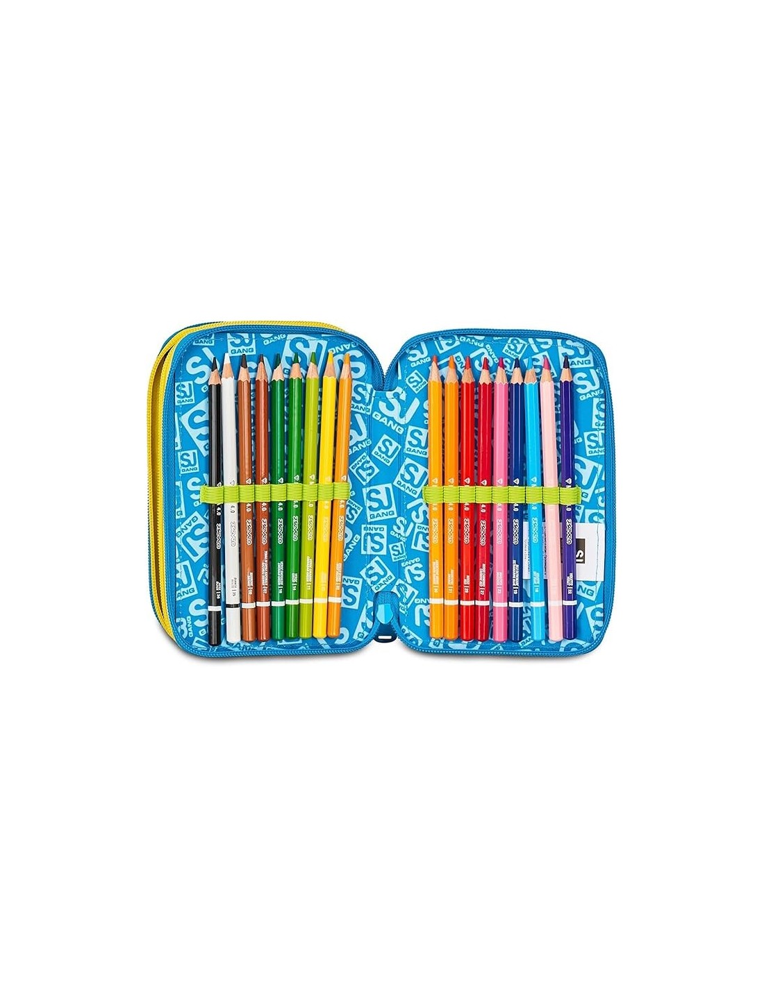 ASTUCCI: vendita online SJ Gang, Style Jam Gang, Astuccio Scuola 3 Zip, Blu, Giallo, 12,5x20x7 cm in offerta