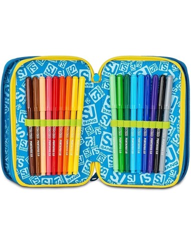 ASTUCCI: vendita online SJ Gang, Style Jam Gang, Astuccio Scuola 3 Zip, Blu, Giallo, 12,5x20x7 cm in offerta
