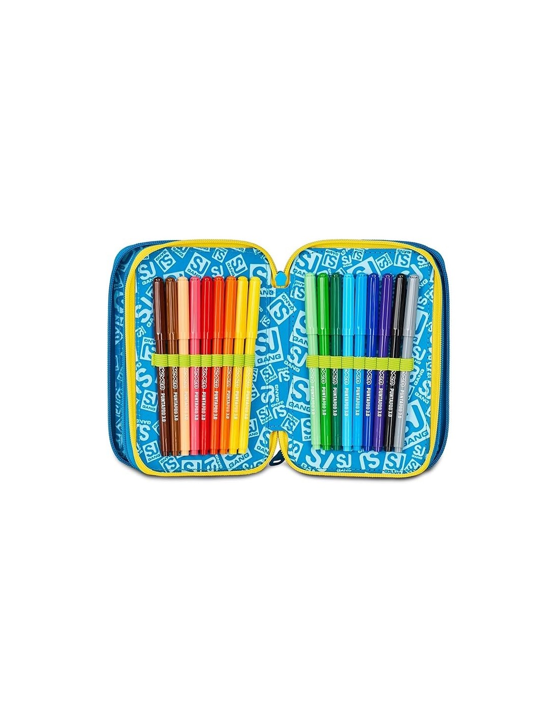 ASTUCCI: vendita online SJ Gang, Style Jam Gang, Astuccio Scuola 3 Zip, Blu, Giallo, 12,5x20x7 cm in offerta
