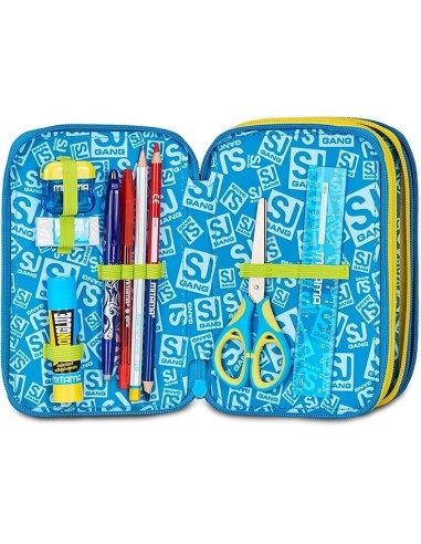 ASTUCCI: vendita online SJ Gang, Style Jam Gang, Astuccio Scuola 3 Zip, Blu, Giallo, 12,5x20x7 cm in offerta