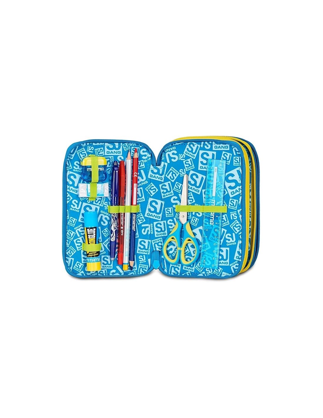 ASTUCCI: vendita online SJ Gang, Style Jam Gang, Astuccio Scuola 3 Zip, Blu, Giallo, 12,5x20x7 cm in offerta