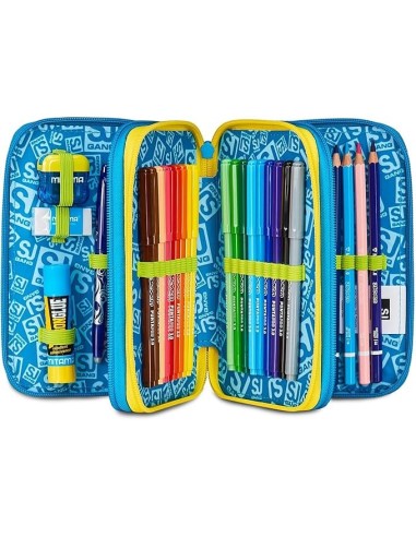 ASTUCCI: vendita online SJ Gang, Style Jam Gang, Astuccio Scuola 3 Zip, Blu, Giallo, 12,5x20x7 cm in offerta