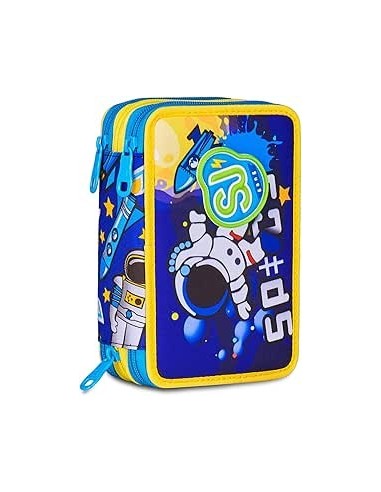 ASTUCCI: vendita online SJ Gang, Style Jam Gang, Astuccio Scuola 3 Zip, Blu, Giallo, 12,5x20x7 cm in offerta
