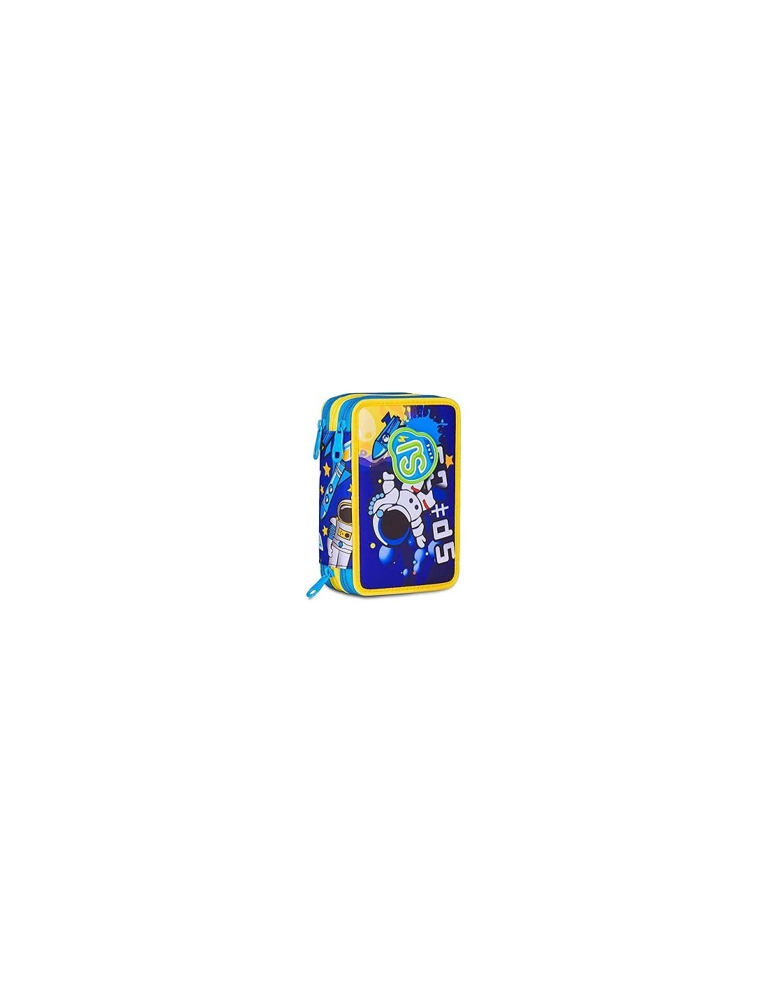 ASTUCCI: vendita online SJ Gang, Style Jam Gang, Astuccio Scuola 3 Zip, Blu, Giallo, 12,5x20x7 cm in offerta