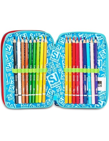 ASTUCCI: vendita online SJ Gang, Style Jam Gang, Astuccio Scuola 3 Zip, Multicolore, 12,5x20x7 cm in offerta