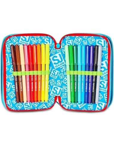 ASTUCCI: vendita online SJ Gang, Style Jam Gang, Astuccio Scuola 3 Zip, Multicolore, 12,5x20x7 cm in offerta