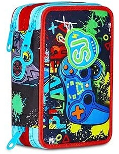 ASTUCCI: vendita online SJ Gang, Style Jam Gang, Astuccio Scuola 3 Zip, Multicolore, 12,5x20x7 cm in offerta