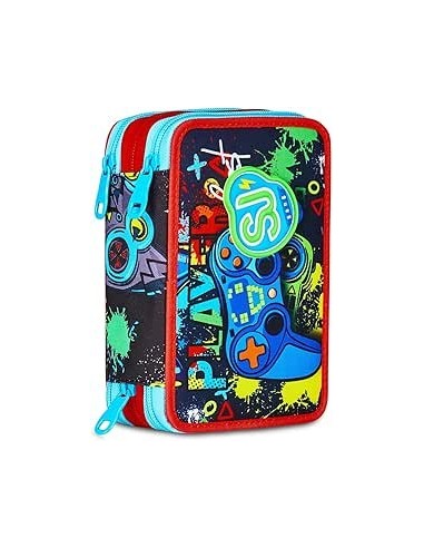 ASTUCCI: vendita online SJ Gang, Style Jam Gang, Astuccio Scuola 3 Zip, Multicolore, 12,5x20x7 cm in offerta