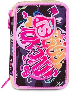 ASTUCCI: vendita online SJ Gang, Style Jam Gang, Astuccio Scuola 3 Zip, Fucsia, Arancio, 12,5x20x7 cm in offerta
