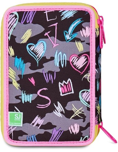 ASTUCCI: vendita online SJ Gang, Style Jam Gang, Astuccio Scuola 3 Zip, Fucsia, Arancio, 12,5x20x7 cm in offerta