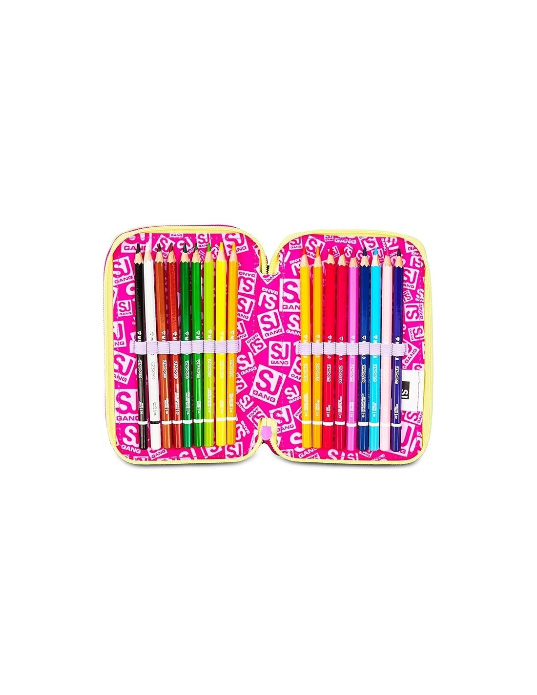 ASTUCCI: vendita online SJ Gang, Style Jam Gang, Astuccio Scuola 3 Zip, Fucsia, Arancio, 12,5x20x7 cm in offerta