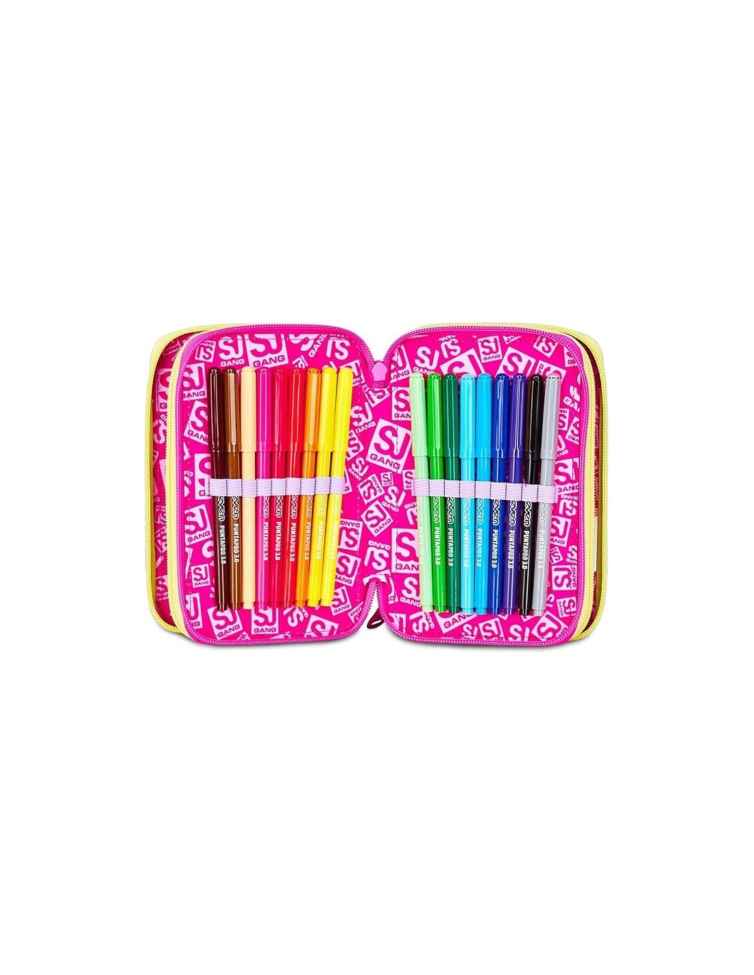 ASTUCCI: vendita online SJ Gang, Style Jam Gang, Astuccio Scuola 3 Zip, Fucsia, Arancio, 12,5x20x7 cm in offerta