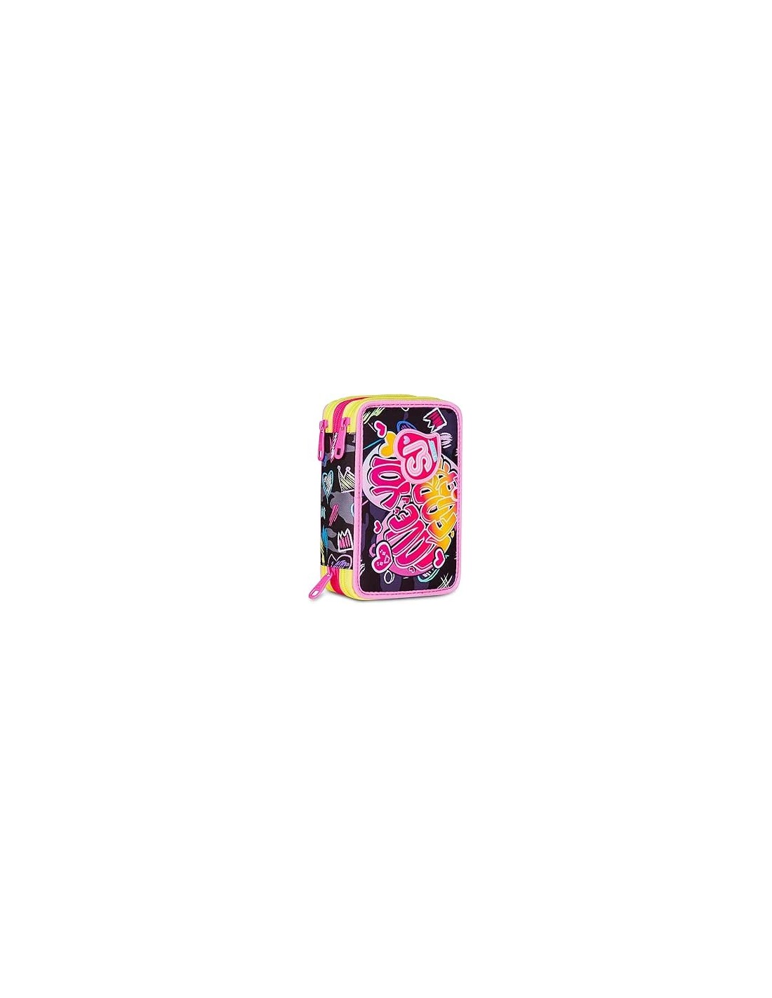 ASTUCCI: vendita online SJ Gang, Style Jam Gang, Astuccio Scuola 3 Zip, Fucsia, Arancio, 12,5x20x7 cm in offerta