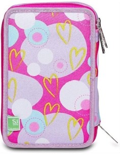 ASTUCCI: vendita online SJ Gang, Style Jam Gang, Astuccio Scuola 3 Zip, Heart Lolly, Rosa, 12,5x20x7 cm in offerta