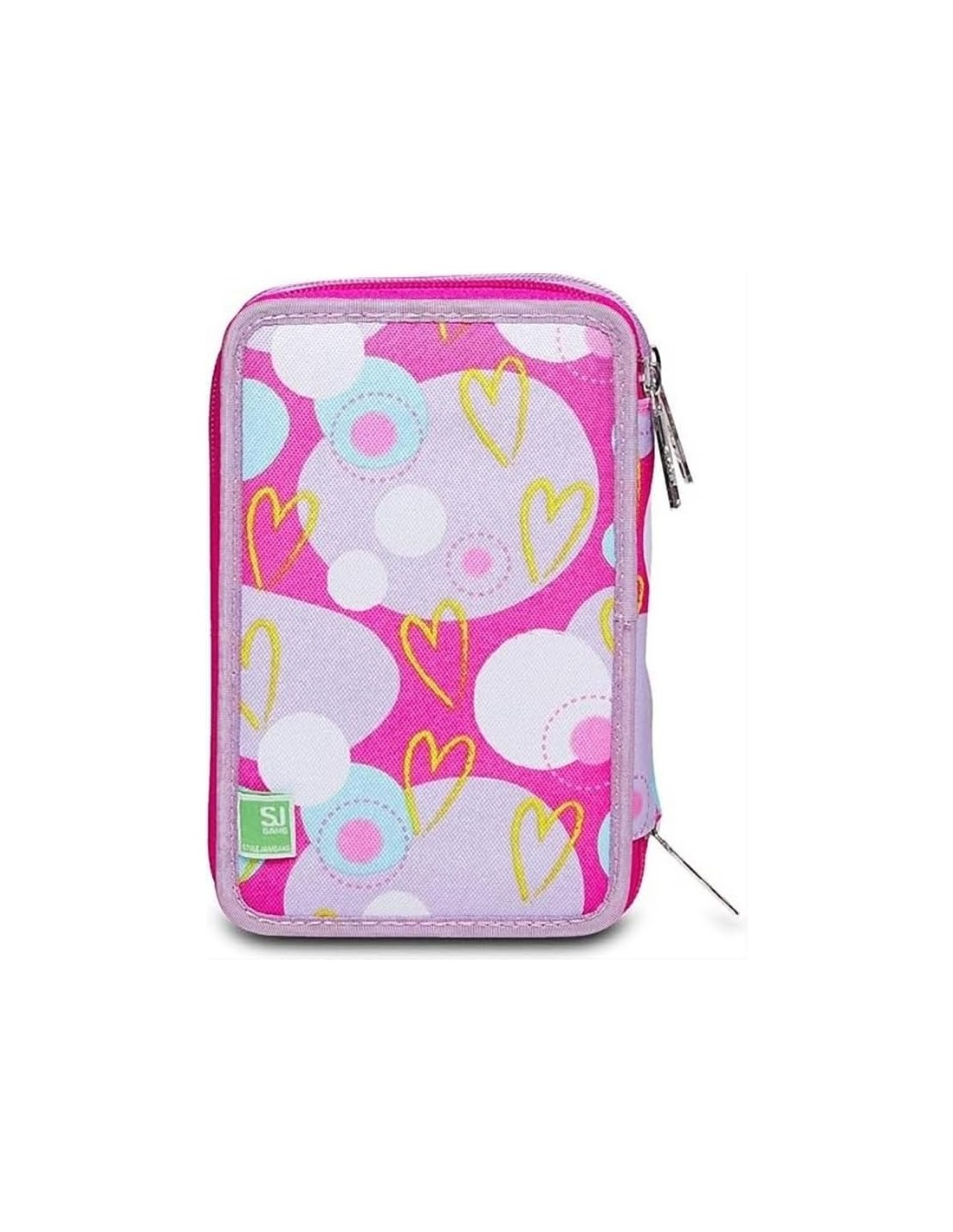 ASTUCCI: vendita online SJ Gang, Style Jam Gang, Astuccio Scuola 3 Zip, Heart Lolly, Rosa, 12,5x20x7 cm in offerta