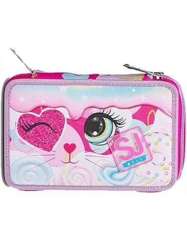 ASTUCCI: vendita online SJ Gang, Style Jam Gang, Astuccio Scuola 3 Zip, Heart Lolly, Rosa, 12,5x20x7 cm in offerta