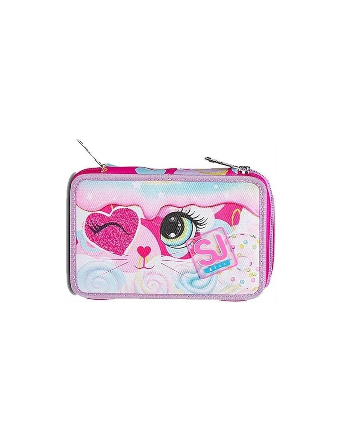 ASTUCCI: vendita online SJ Gang, Style Jam Gang, Astuccio Scuola 3 Zip, Heart Lolly, Rosa, 12,5x20x7 cm in offerta