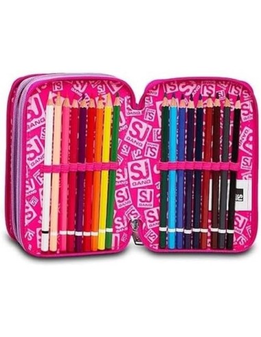 ASTUCCI: vendita online SJ Gang, Style Jam Gang, Astuccio Scuola 3 Zip, Heart Lolly, Rosa, 12,5x20x7 cm in offerta