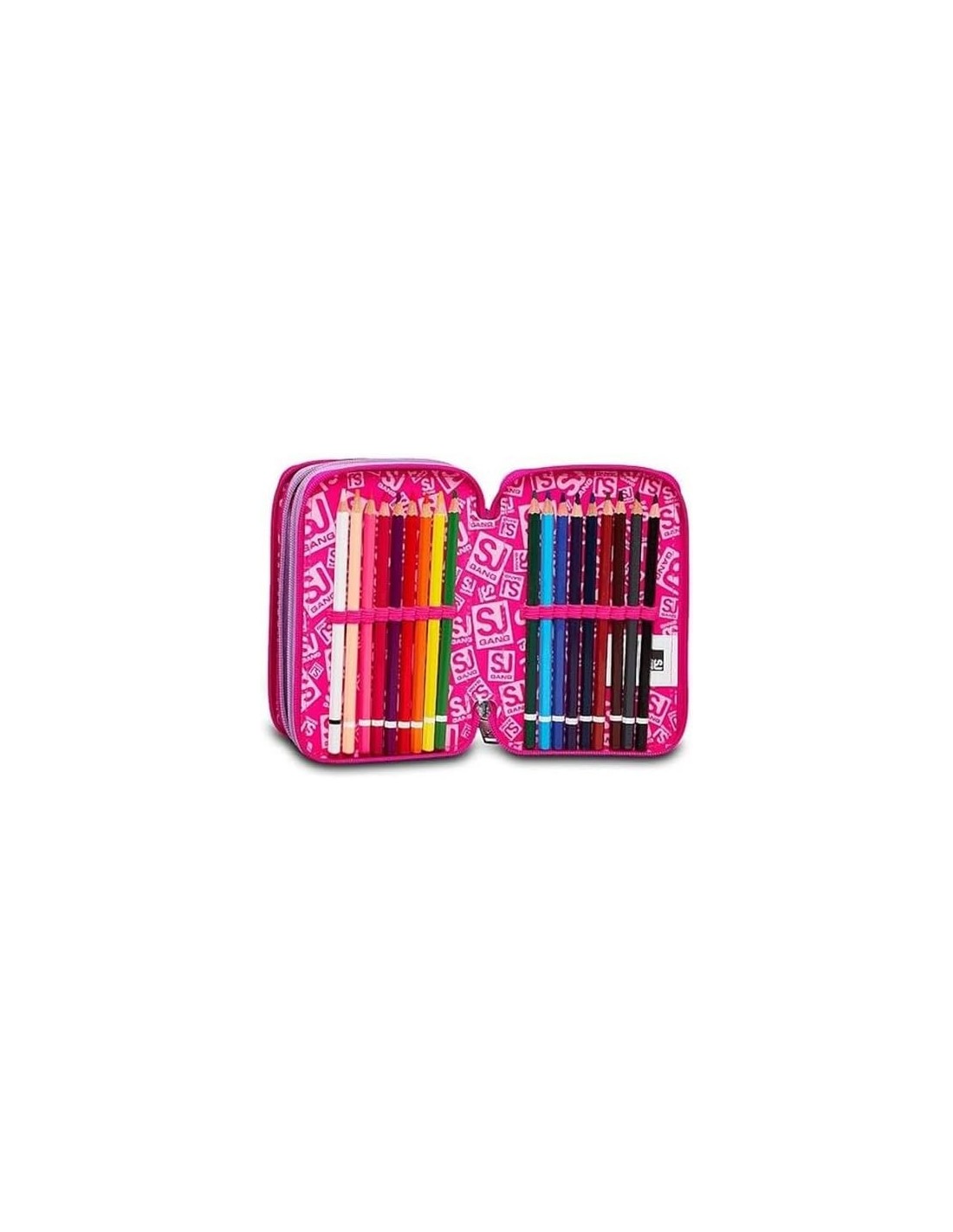ASTUCCI: vendita online SJ Gang, Style Jam Gang, Astuccio Scuola 3 Zip, Heart Lolly, Rosa, 12,5x20x7 cm in offerta