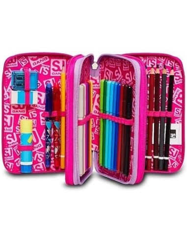 ASTUCCI: vendita online SJ Gang, Style Jam Gang, Astuccio Scuola 3 Zip, Heart Lolly, Rosa, 12,5x20x7 cm in offerta