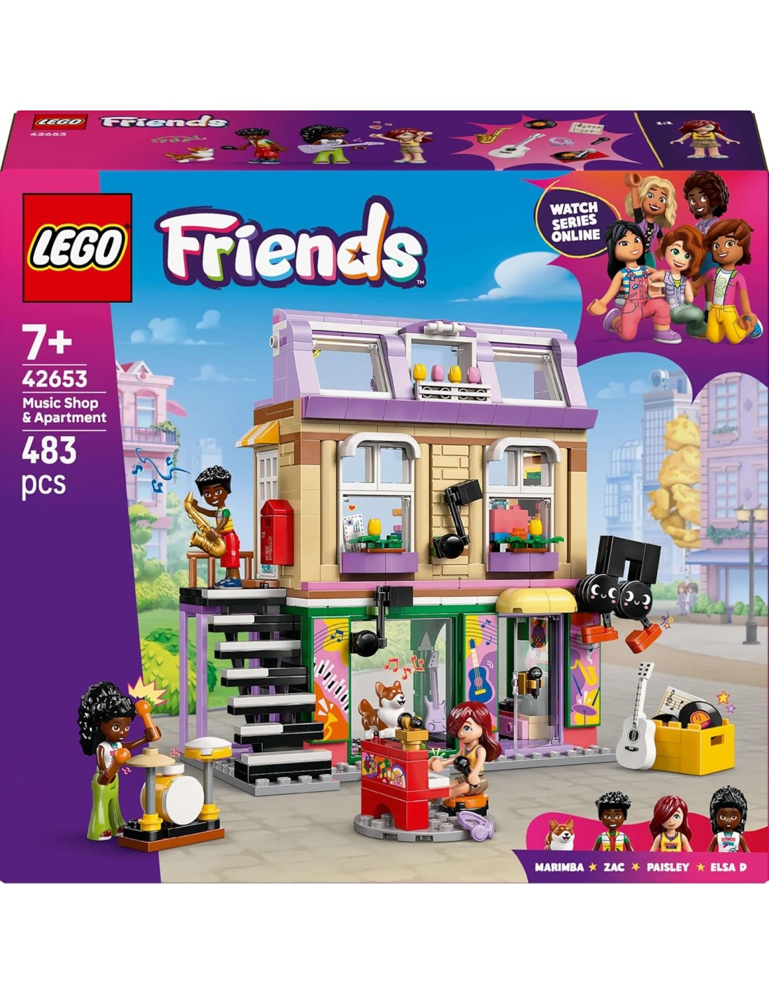 LEGO Friends 42653 Music Store & Apartment, musica e vita urbana con 3 minidoll e corgi | Shop in Casa