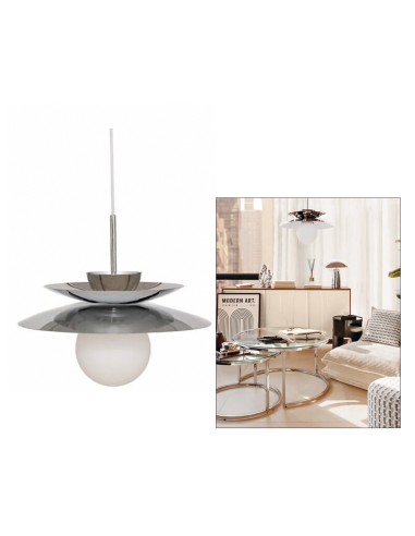 ILLUMINAZIONE: vendita online Sospensione Omia, metallo argentato, diametro 38 cm, altezza 125 cm, collezione Sky Lounge in o...