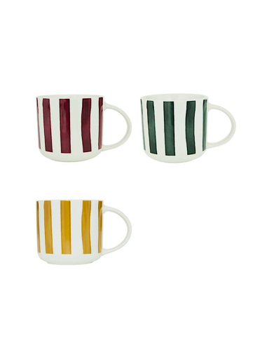TAZZE CAFFE' E LATTE: vendita online Tazza Chéri 34 cl, newbone assortita, 13,5 x 8 x 9,2 cm, colori rosa verde ocra in offerta