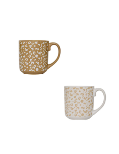 TAZZE CAFFE' E LATTE: vendita online Tazza Leopardi 35 cl, faience assortita, 12 x 8,5 x 9 cm, bianco moka in offerta