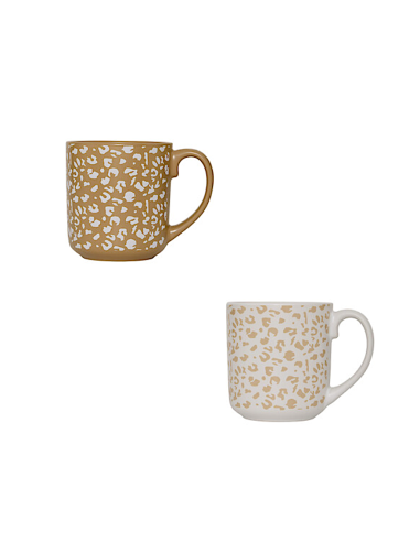 TAZZE CAFFE' E LATTE: vendita online Tazza Leopardi 35 cl, faience assortita, 12 x 8,5 x 9 cm, bianco moka in offerta