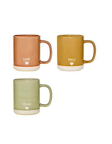 TAZZE CAFFE' E LATTE: vendita online Tazza Relax 42 cl, Newbone assortita, 12 x 8,3 x 10,5 cm, love terracotta mustard in off...